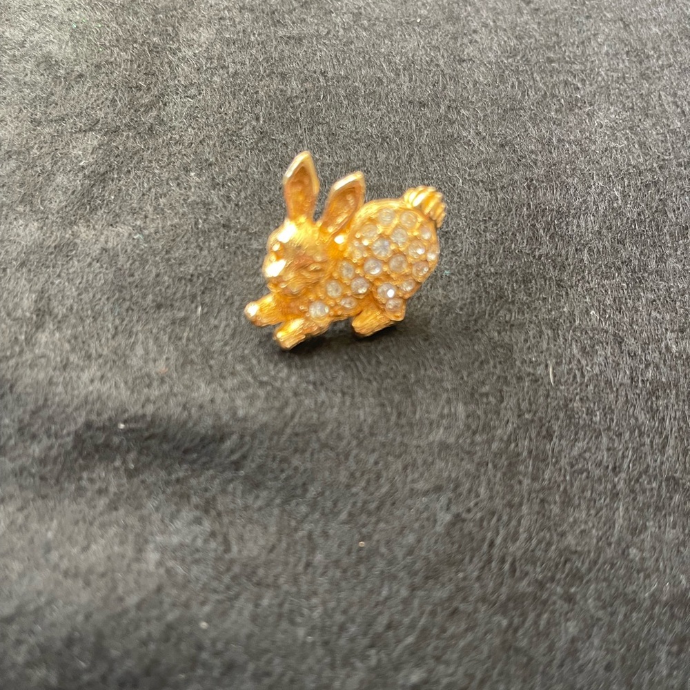 Gold and Crystal Bunny Brooch